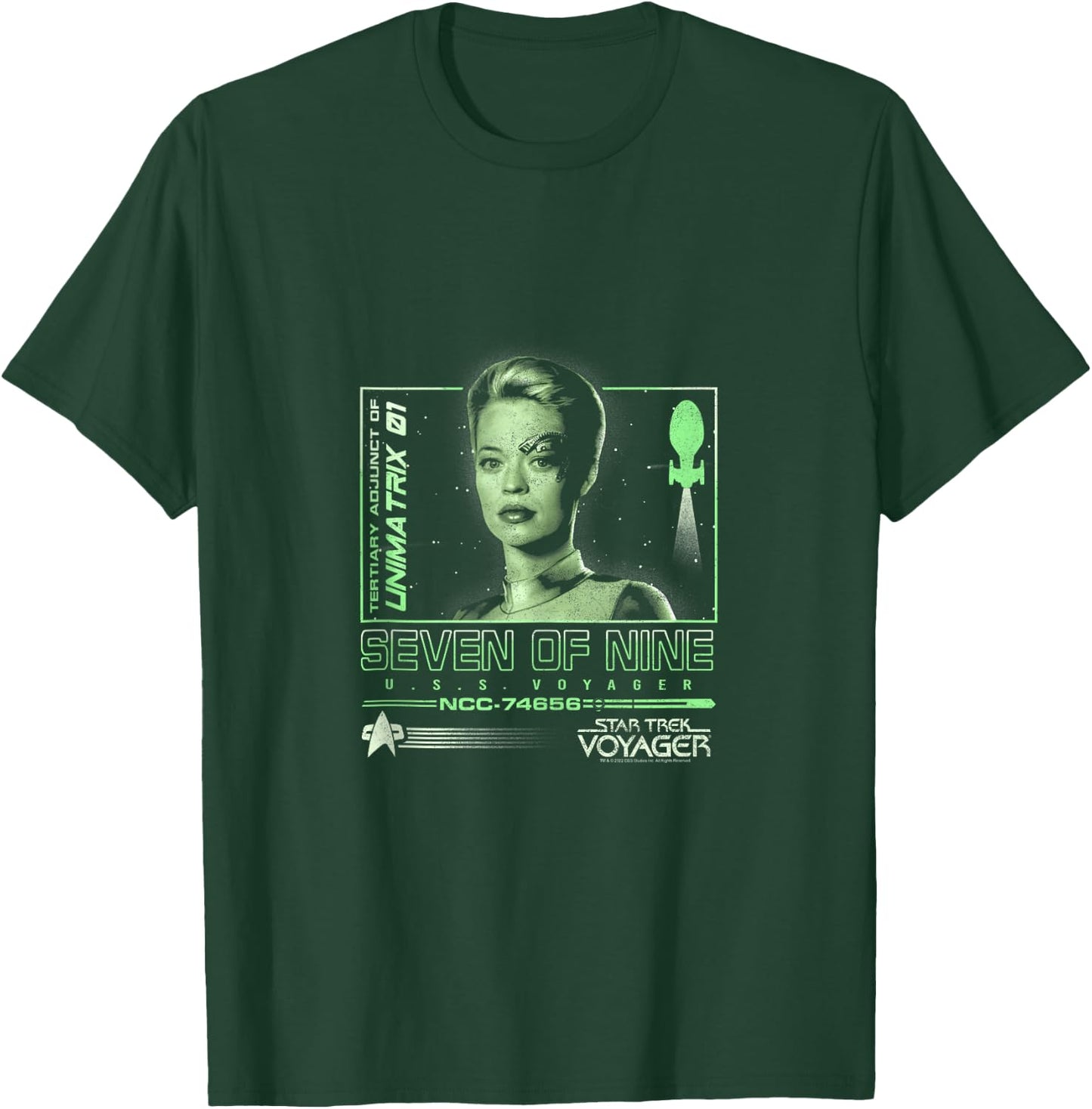 Star Trek: Voyager Seven Of Nine Neon Starfleet Portrait T-Shirt - T-Shirt | Forest