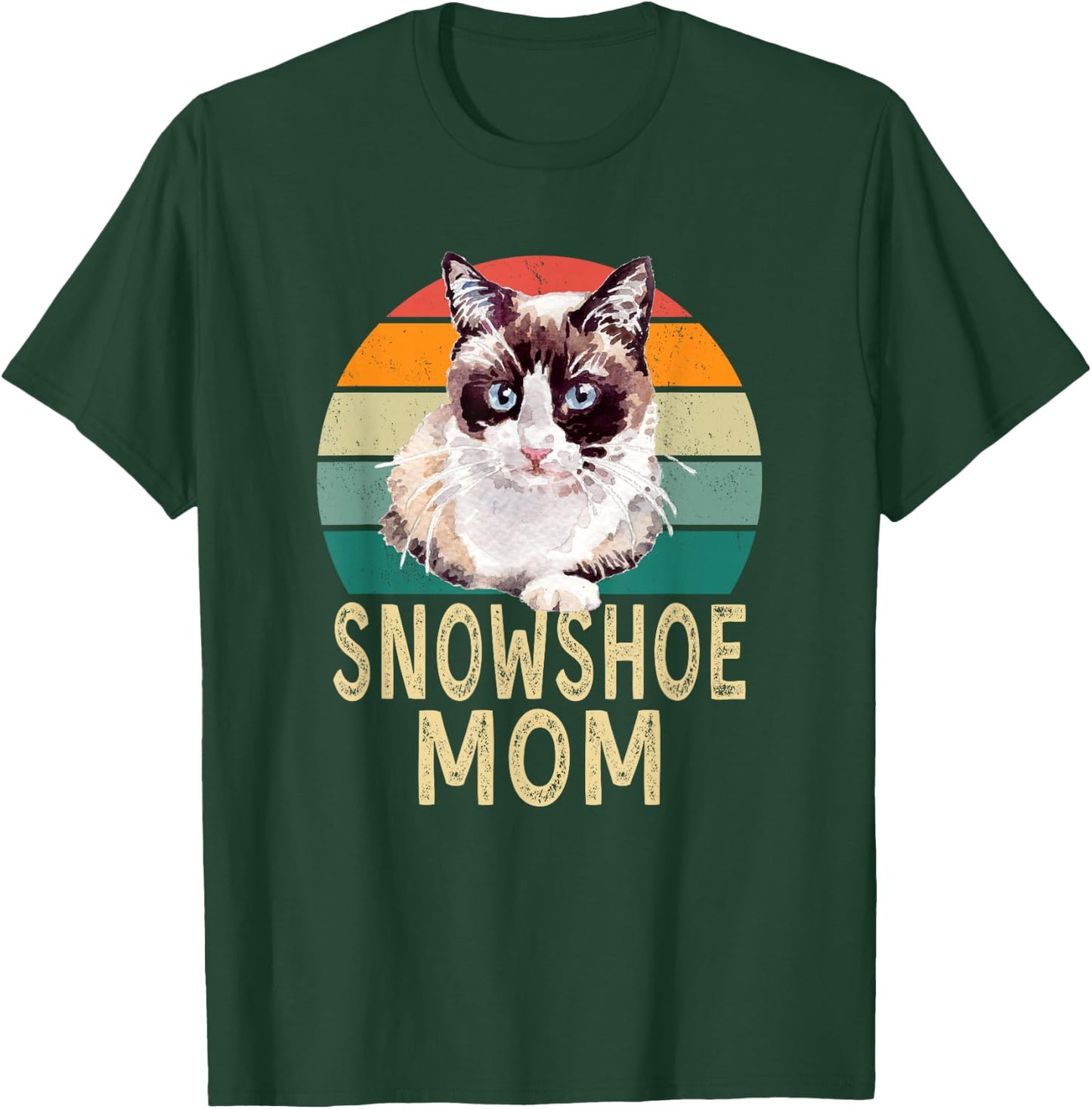 Snowshoe Cat Mom Retro Vintage Funny I Love My Cat T-Shirt - T-Shirt | Forest