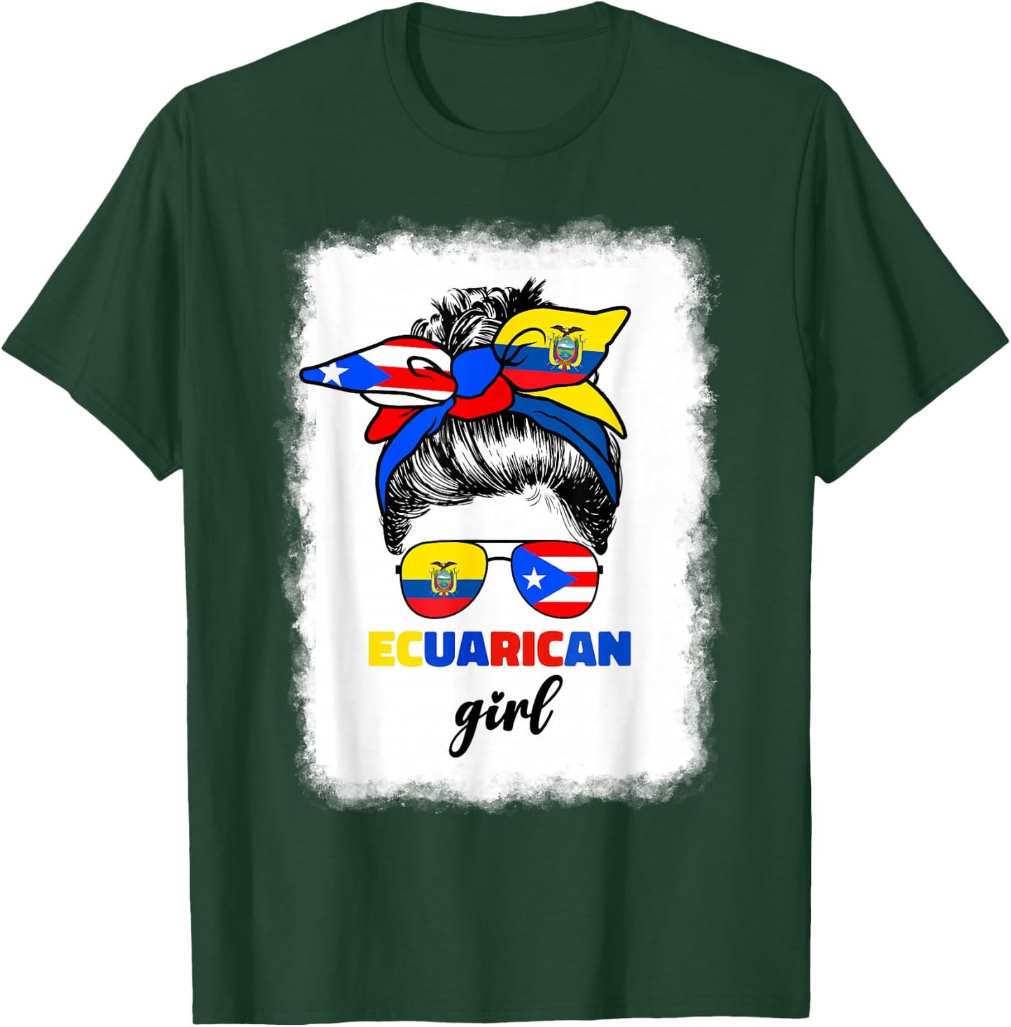 Half Ecuadorian And Puerto Rican Rico Ecuador Flag Girl Mix T-Shirt - T-Shirt | Forest