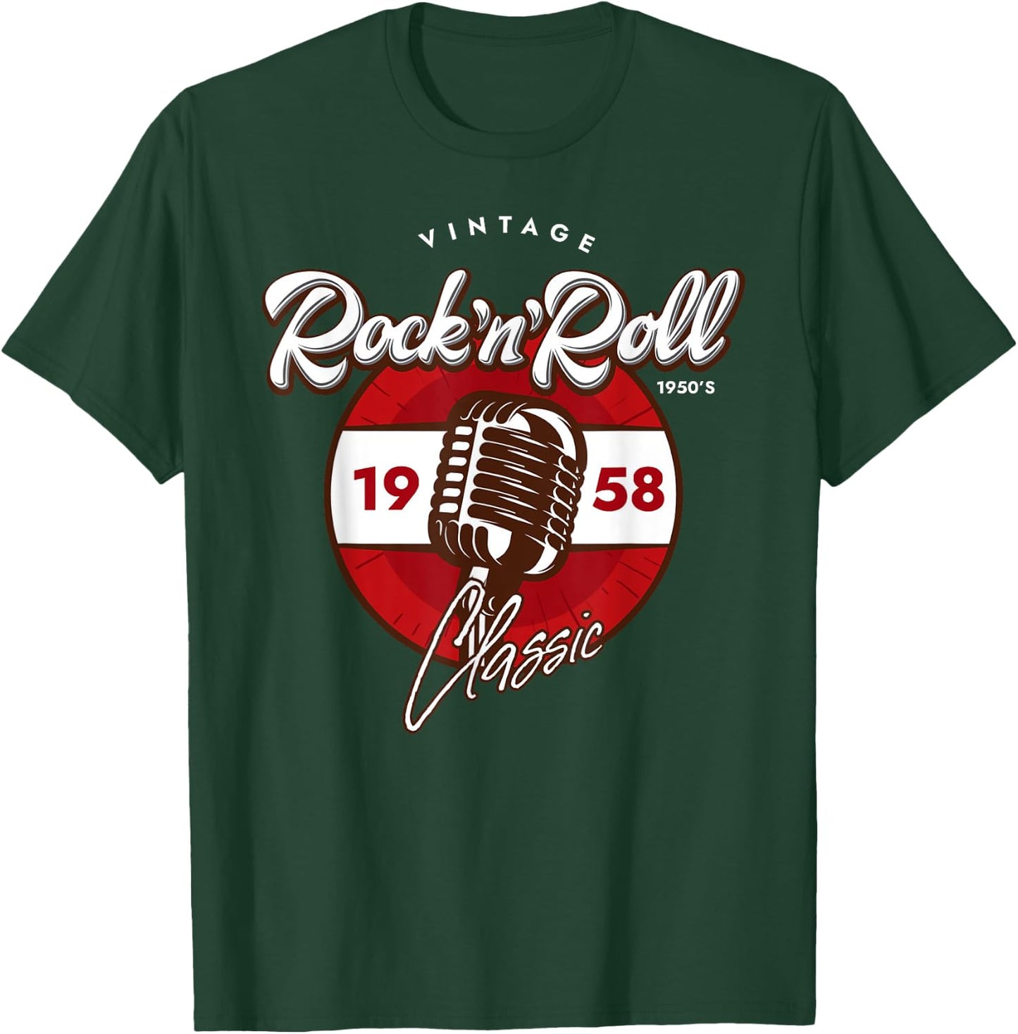 Vintage Rock And Roll 1950's Classic Microphone Songwriter T-Shirt - T-Shirt | Forest