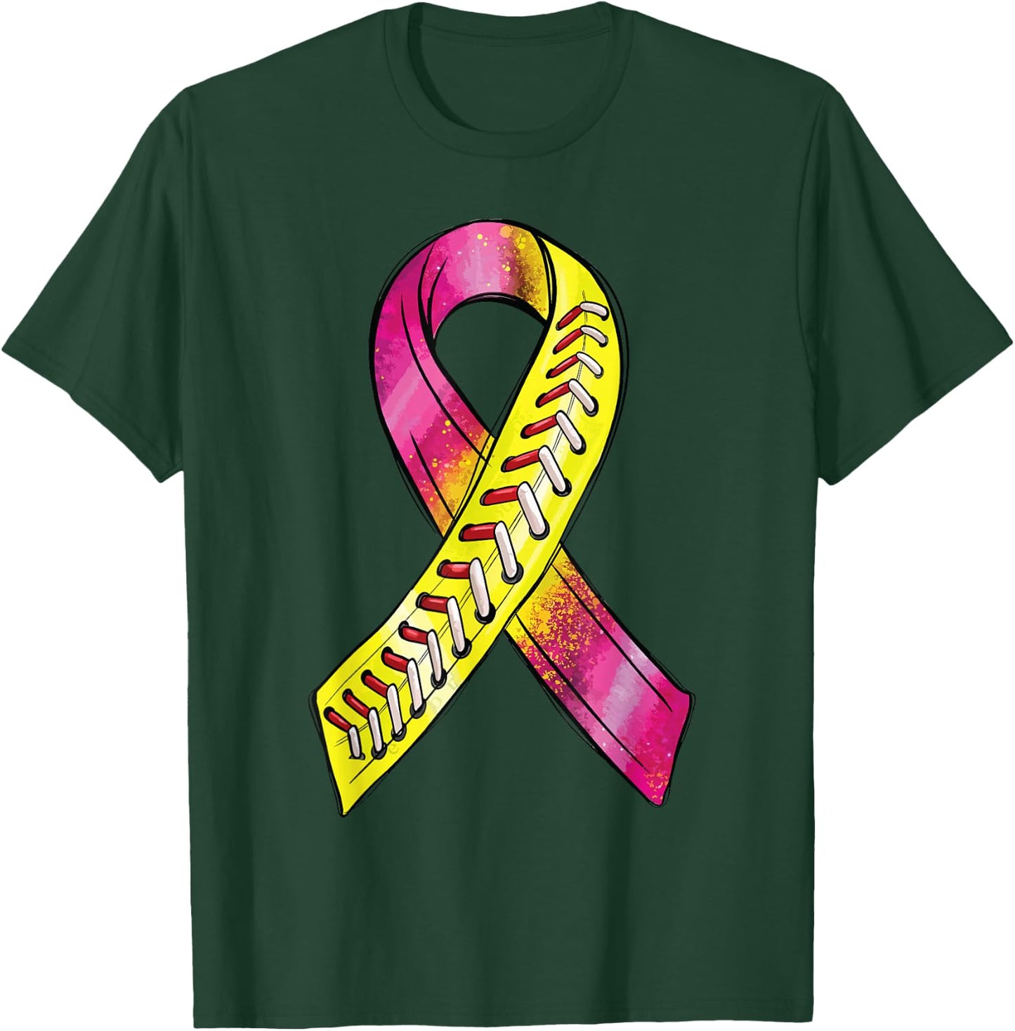 Strike Out Breast Cancer Awareness Day Pink Ribbon Softball T-Shirt - T-Shirt | Forest