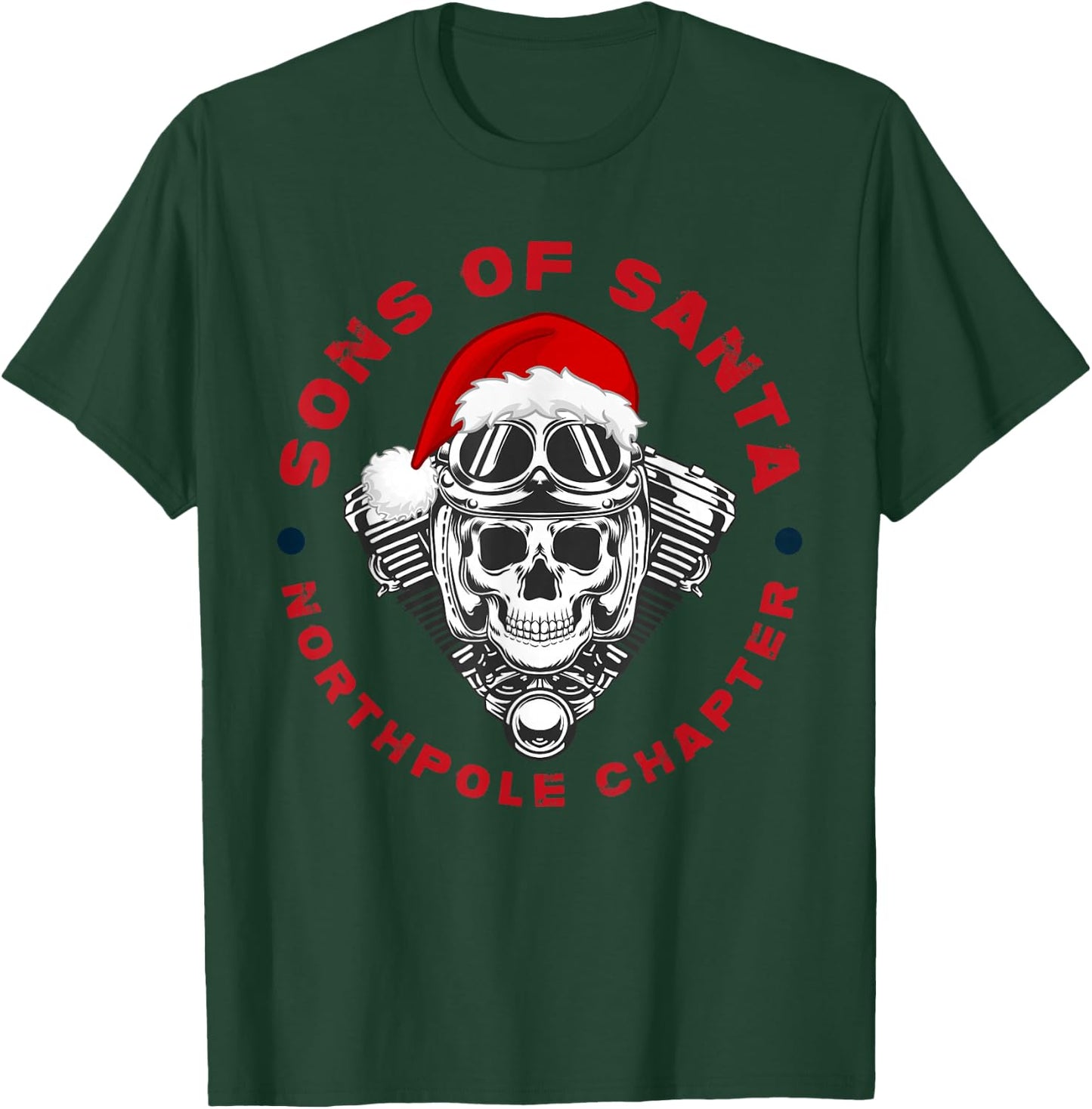 Funny Santa Motorcyle Biker Xmas Christmas 2025 T-Shirt - T-Shirt | Forest