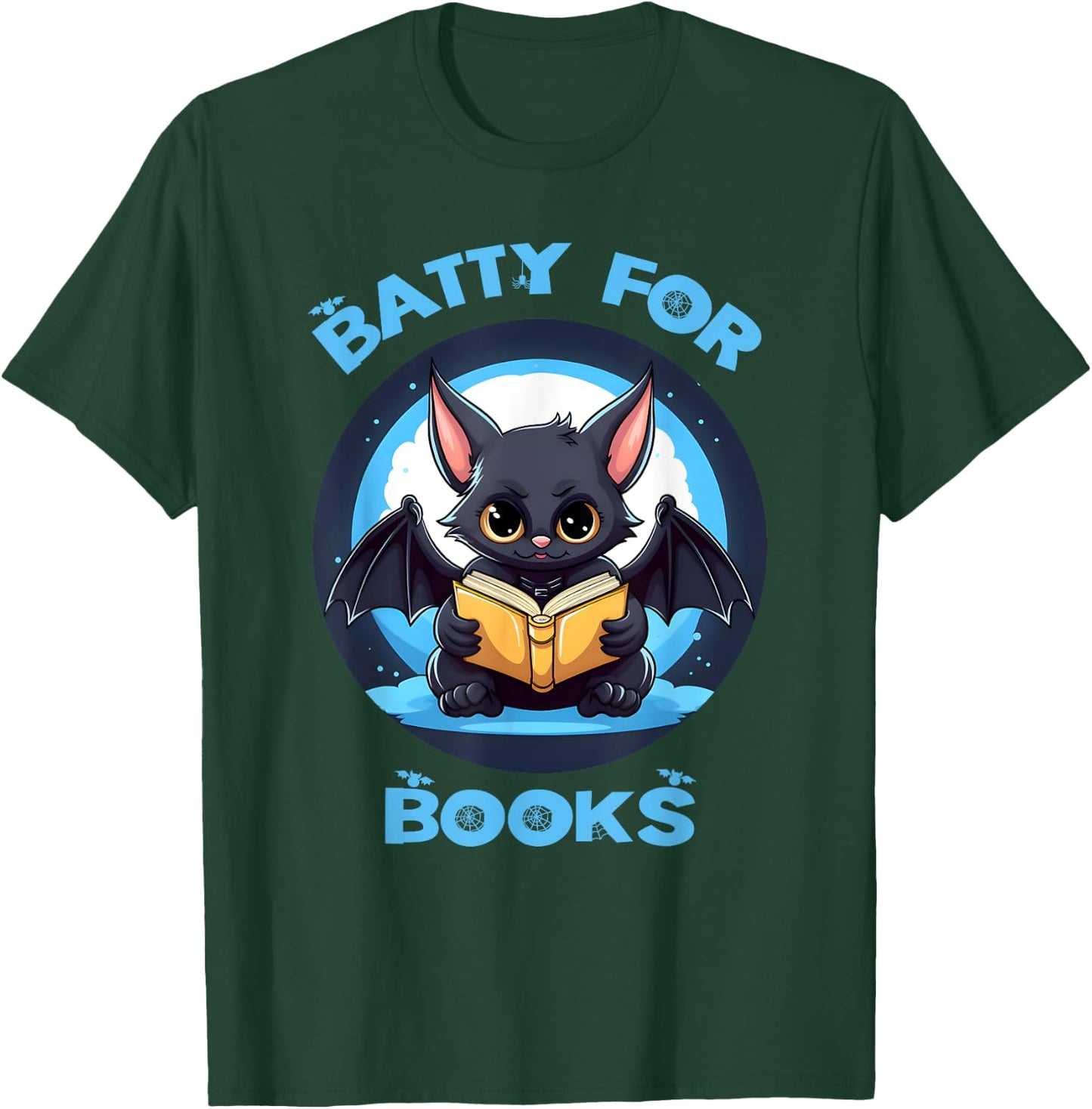Batty About Books Lover Teacher Librarian Bookish Halloween Women Kids T-Shirt - T-Shirt | Forest