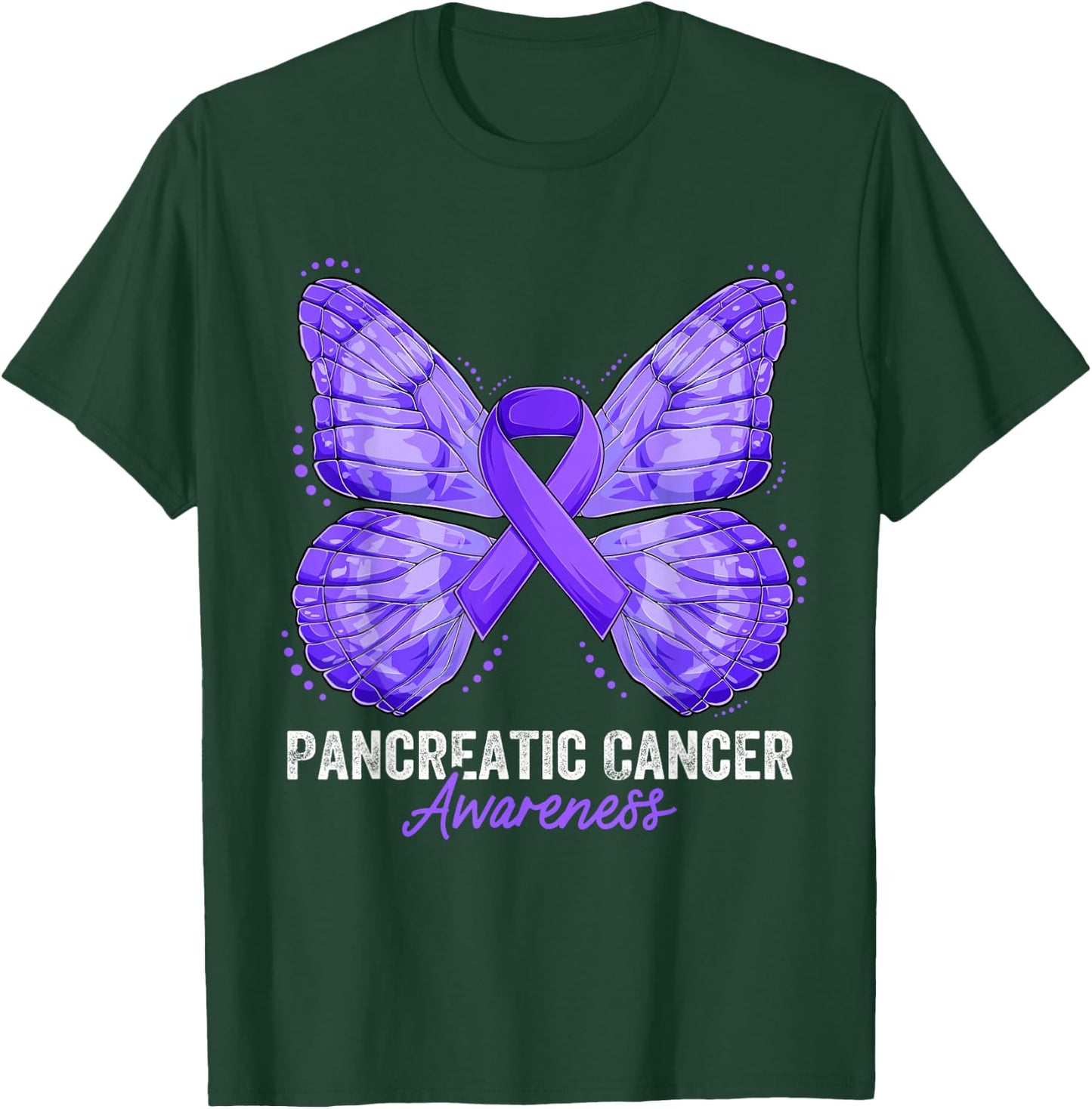 Pancreatic Cancer Awareness Month Butterfly Purple Ribbon T-Shirt - T-Shirt | Forest