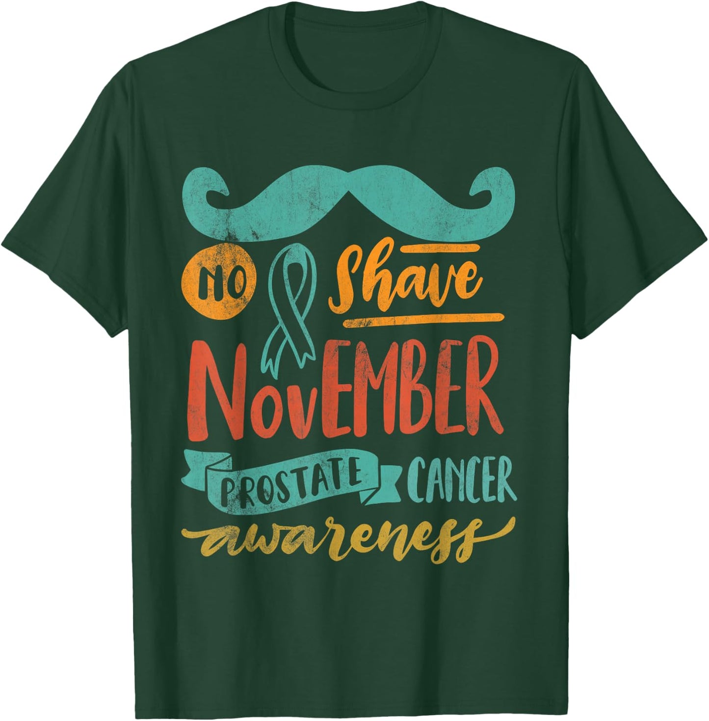 November No Shave Prostate Cancer Awareness Retro Vintage T-Shirt - T-Shirt | Forest