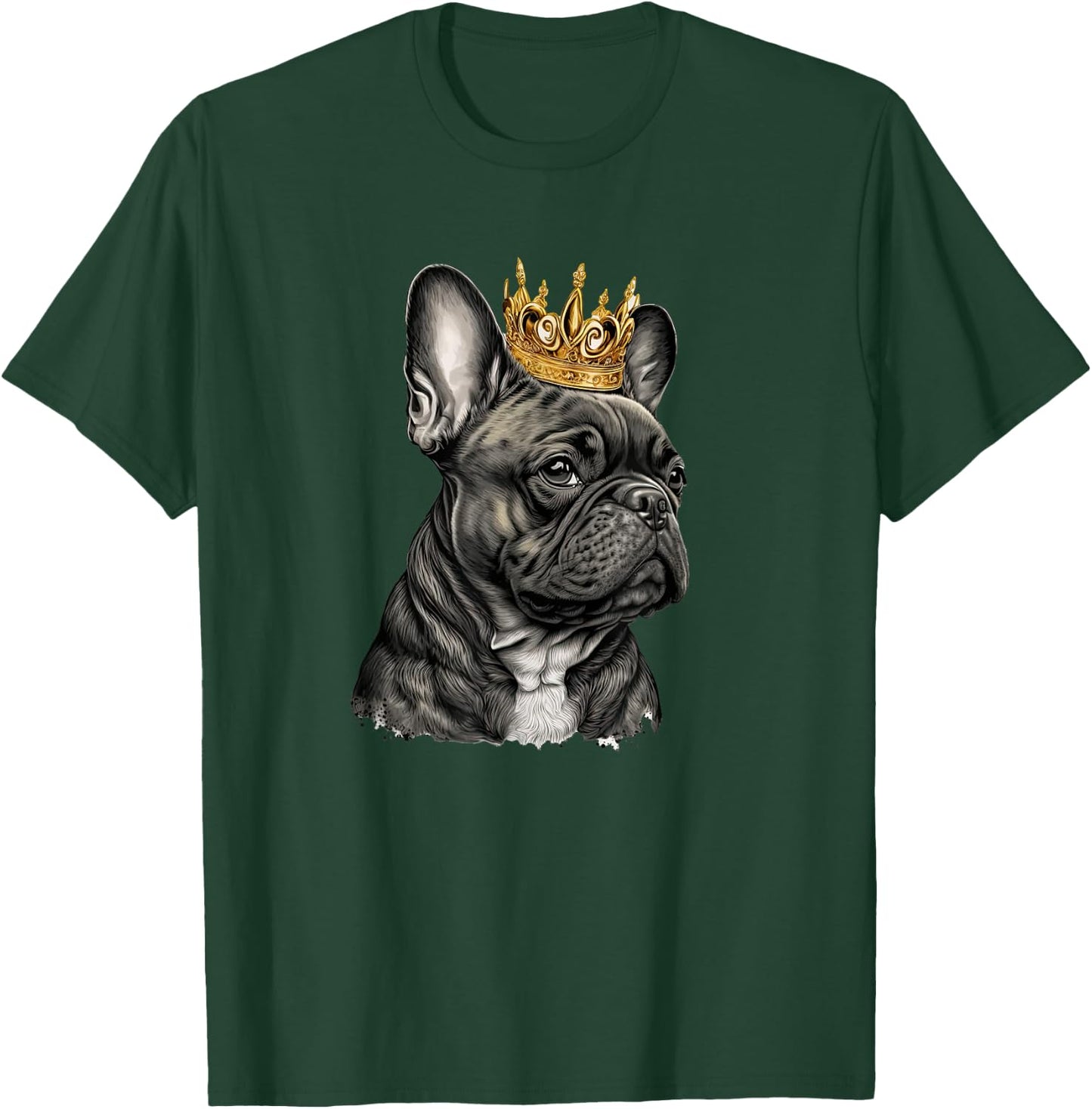 Funny French Bulldog Frenchie with a Golden Crown T-Shirt - T-Shirt | Forest
