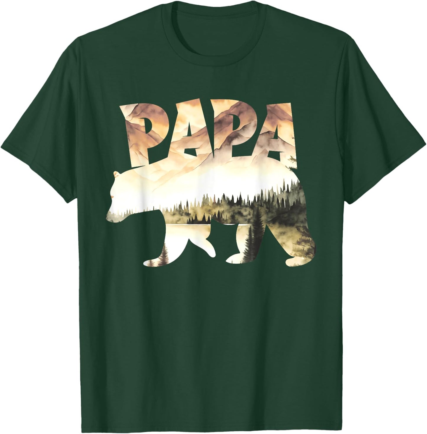 Papa Bear Forest Lake Mountain Scene Outdoors Father's Day T-Shirt - T-Shirt | Forest