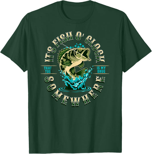 Cool Fishing Its Fish O Clock Somewhere Women Angler T-Shirt - T-Shirt | Forest