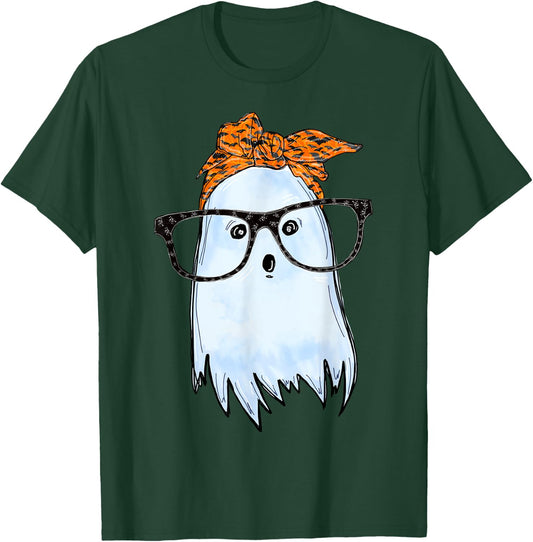 Cute Ghost With Glasses And Bats Bandana Halloween Costume T-Shirt - T-Shirt | Forest