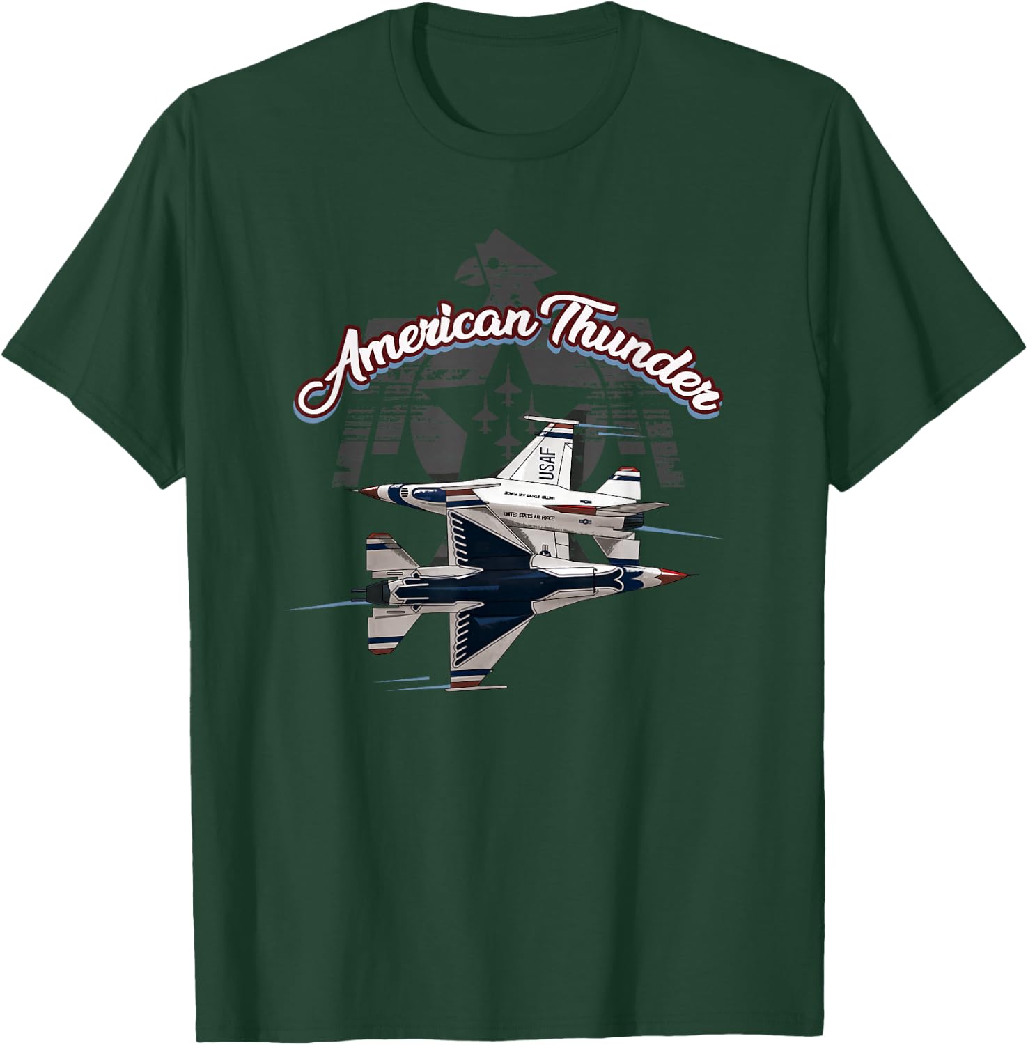 Vintage Military Aviation American Thunder T-Shirt - T-Shirt | Forest