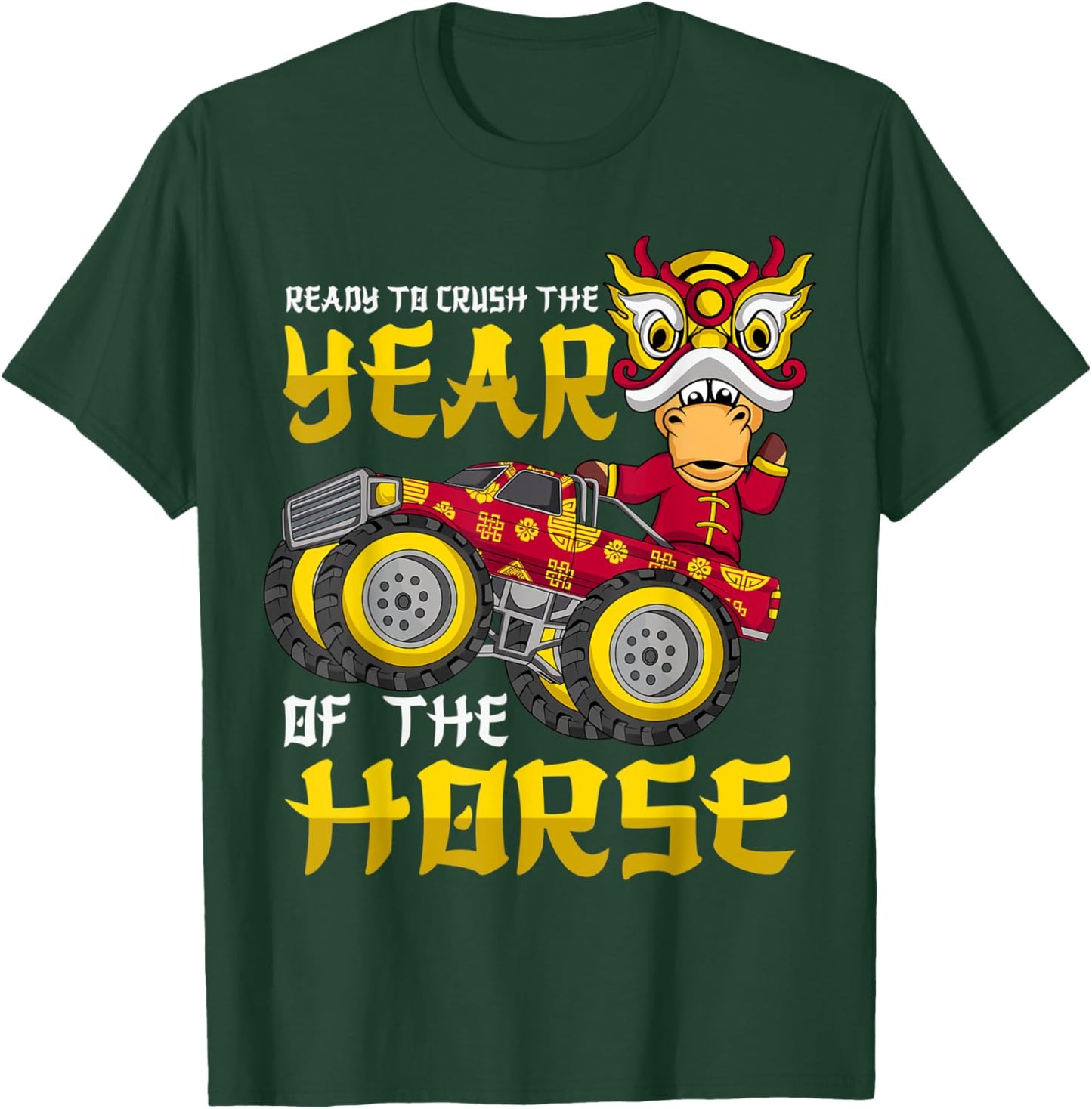 Ready To Crush Chinese Year Horse 2026 Monster Truck Boys T-Shirt - T-Shirt | Forest