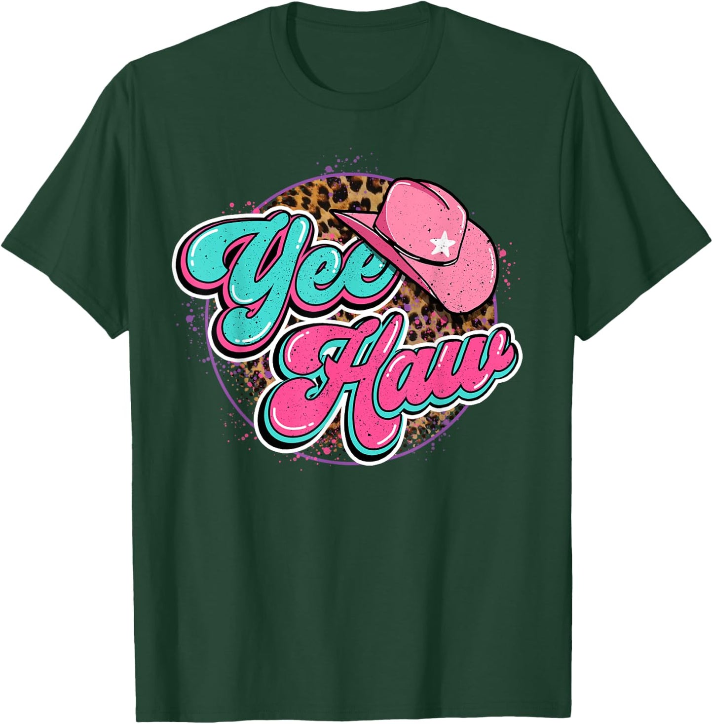 Yeehaw Cowboy Cowgirl Western Country Leopard Rodeo Yee Haw T-Shirt - T-Shirt | Forest