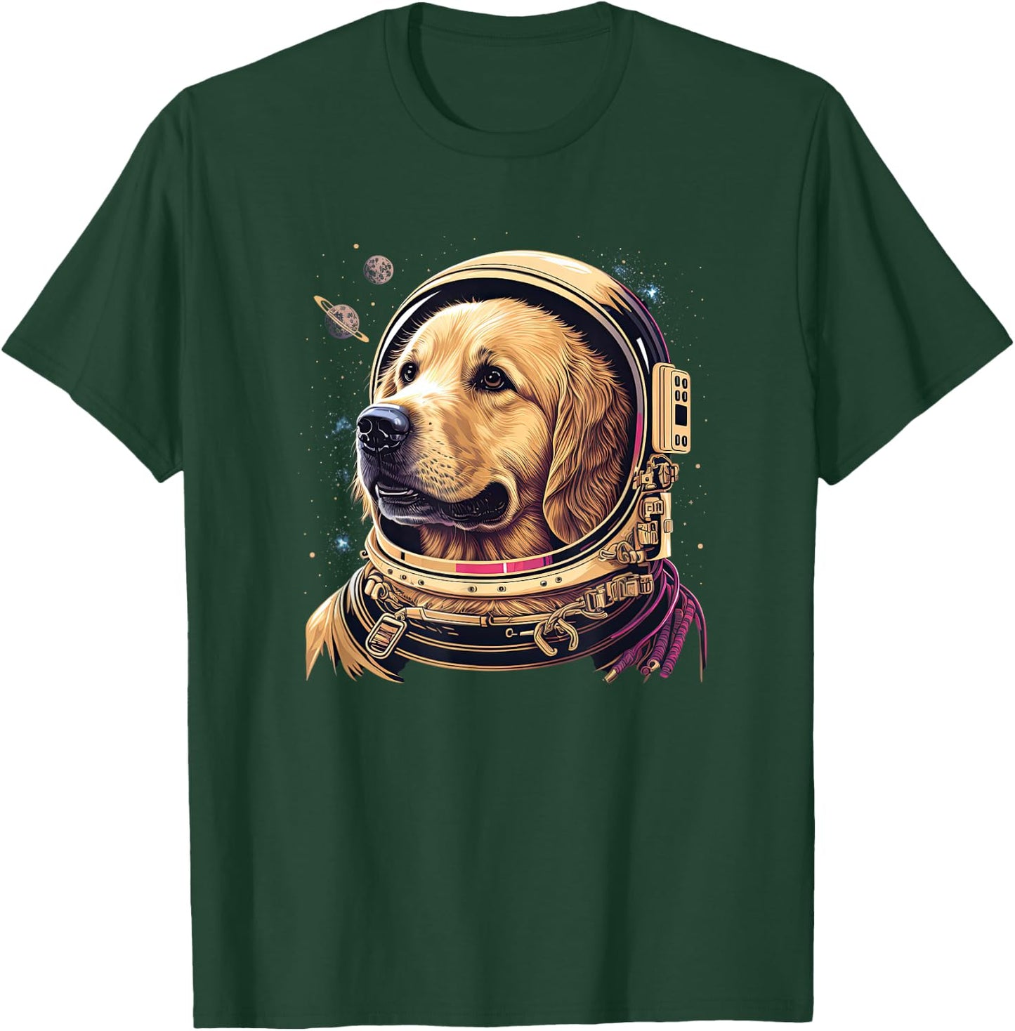 Funny Golden Retriever Astronaut in the space T-Shirt - T-Shirt | Forest
