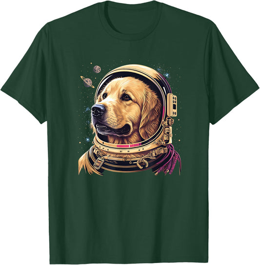 Funny Golden Retriever Astronaut in the space T-Shirt - T-Shirt | Forest