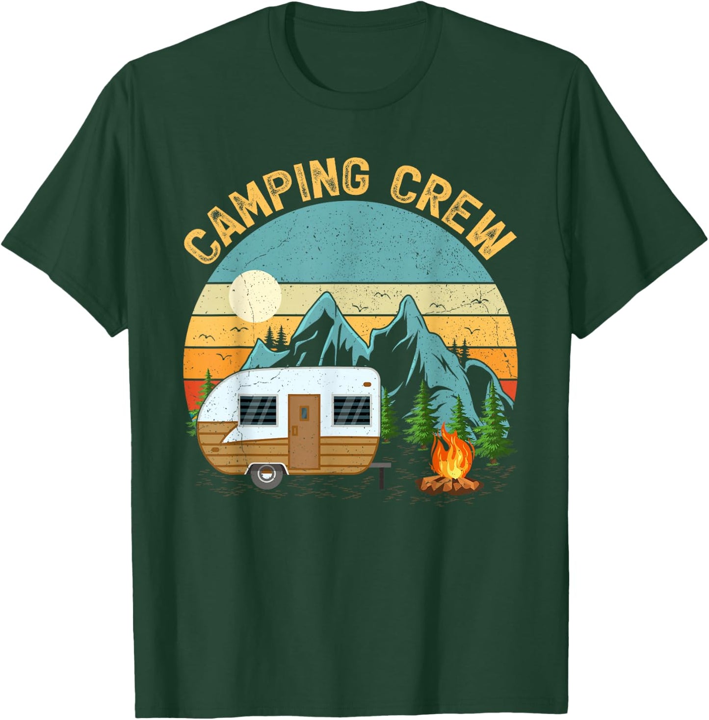 Retro Vintage Camper Camping Crew T-Shirt - T-Shirt | Forest