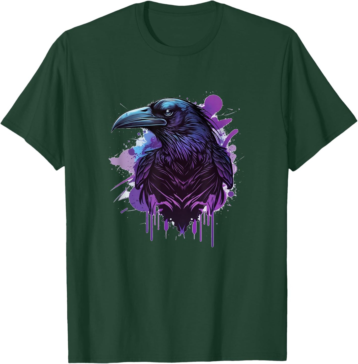 Raven Graphic Goth Black Crow T-Shirt - T-Shirt | Forest
