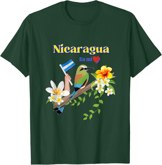 Nicaragua En Mi Corazon Patriotic Signs T-Shirt - T-Shirt | Forest