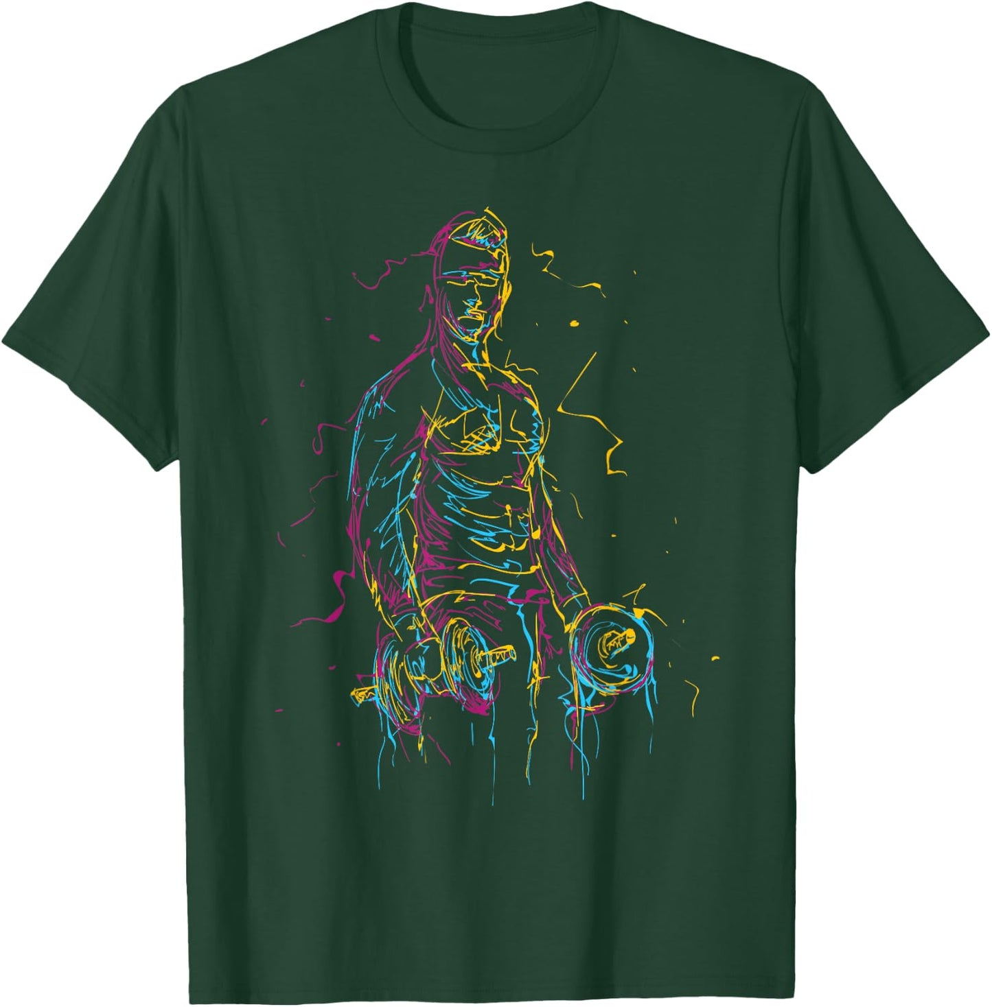 colorful Strongman Bodybuilding Gym Weightlifting workout T-Shirt - T-Shirt | Forest