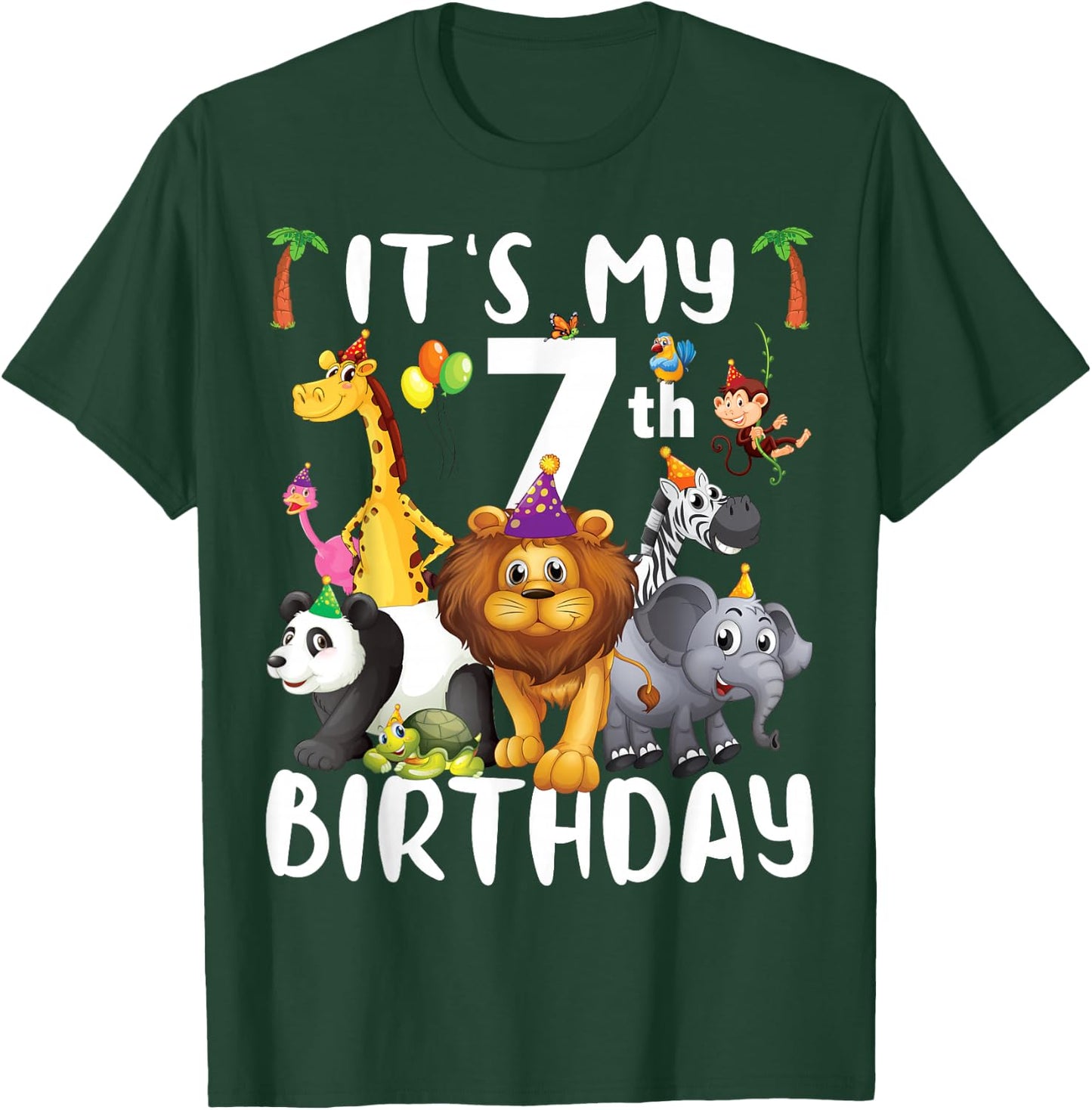 Its My 7th Birthday Zoo Shirt Safari Jungle Animals Lover T-Shirt - T-Shirt | Forest