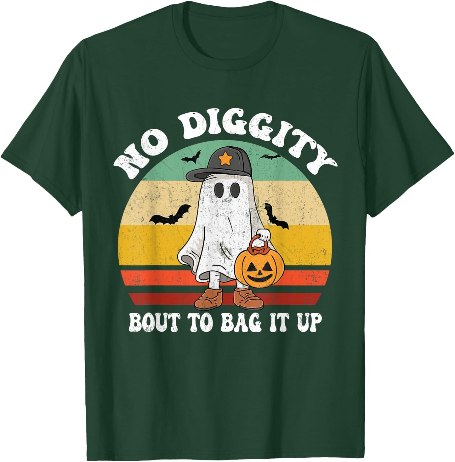 No Diggity Bout To Bag It Up Cute Ghost Halloween T-Shirt - T-Shirt | Forest