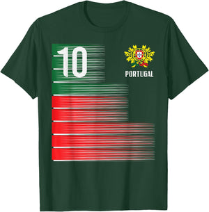 Portugal Number 10 Portuguese Soccer Fan Men Women Kids Boys T-Shirt - T-Shirt | Forest