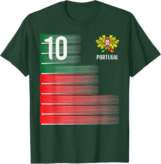 Portugal Number 10 Portuguese Soccer Fan Men Women Kids Boys T-Shirt - T-Shirt | Forest