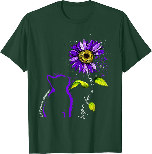 Sunflower Cat Purple Rett Syndrome Awareness Men Women T-Shirt - T-Shirt | Forest