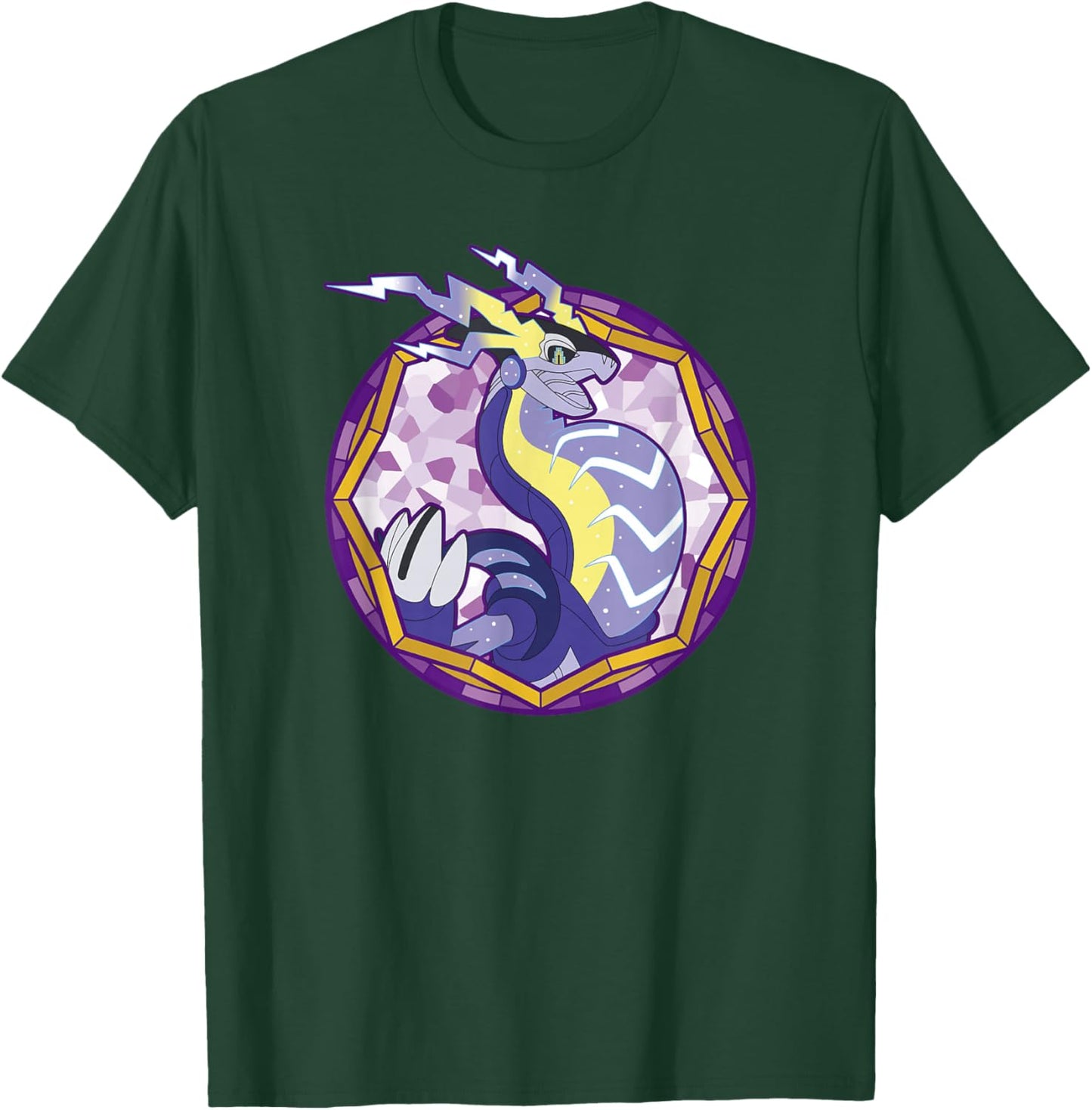 Pokémon Miraidon Legendary Paradox Violet Stained Glass Logo T-Shirt - T-Shirt | Forest
