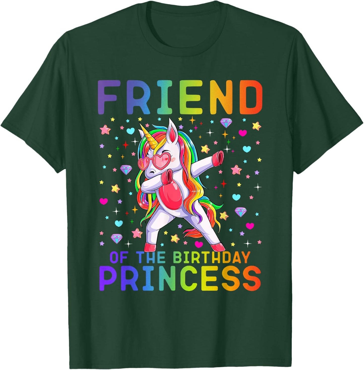 Friend of the Birthday Princess Dabbing Unicorn Rainbow Kids T-Shirt - T-Shirt | Forest