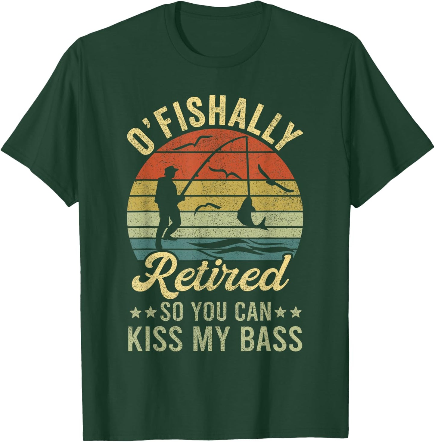 Retired , Ofishally Retired 2023 Bass Fishing T-Shirt - T-Shirt | Forest