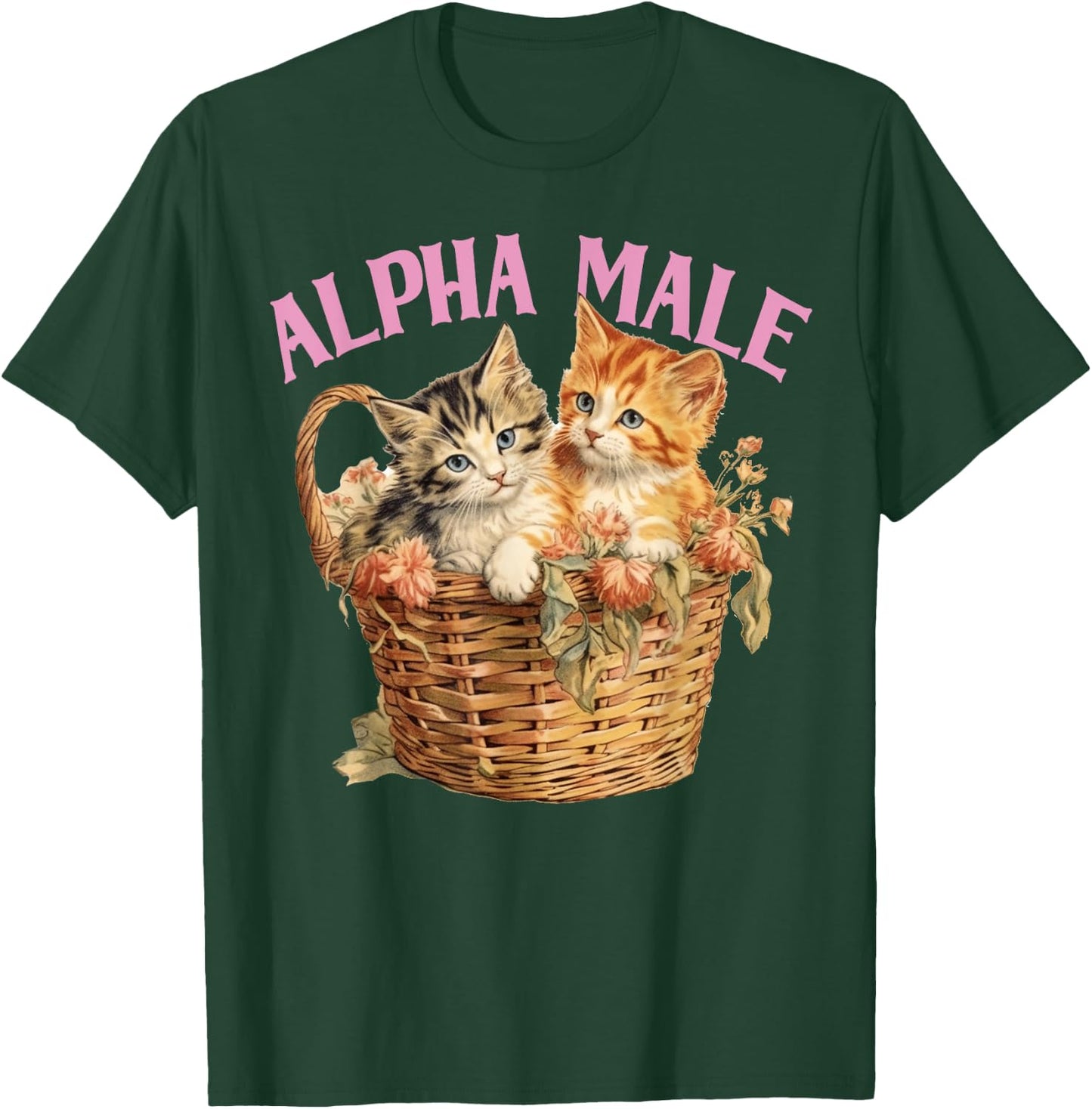 Ironic Humor Alpha Cat Male Funny Kitten Joke Weird Y2K T-Shirt - T-Shirt | Forest