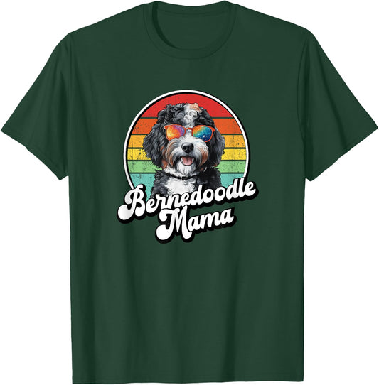 Cute Retro Vintage Mom Bernedoodle Mama Dog Lover T-Shirt - T-Shirt | Forest