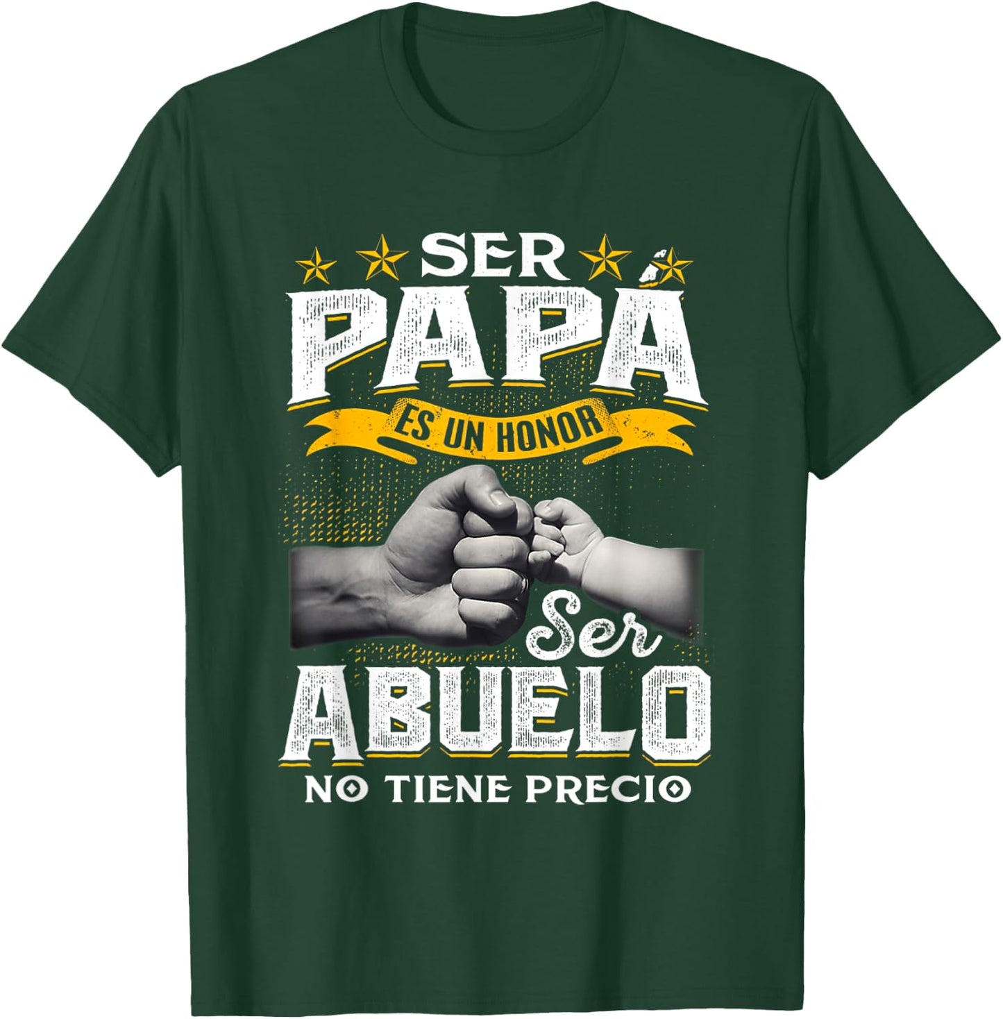 Ser Papa Es Un Honor Ser Abuelo No Tiene Precio Black Cotton 60% Polyester 40% Classic Fit Short Sleeve Collarless T-Shirt - T-Shirt | Forest