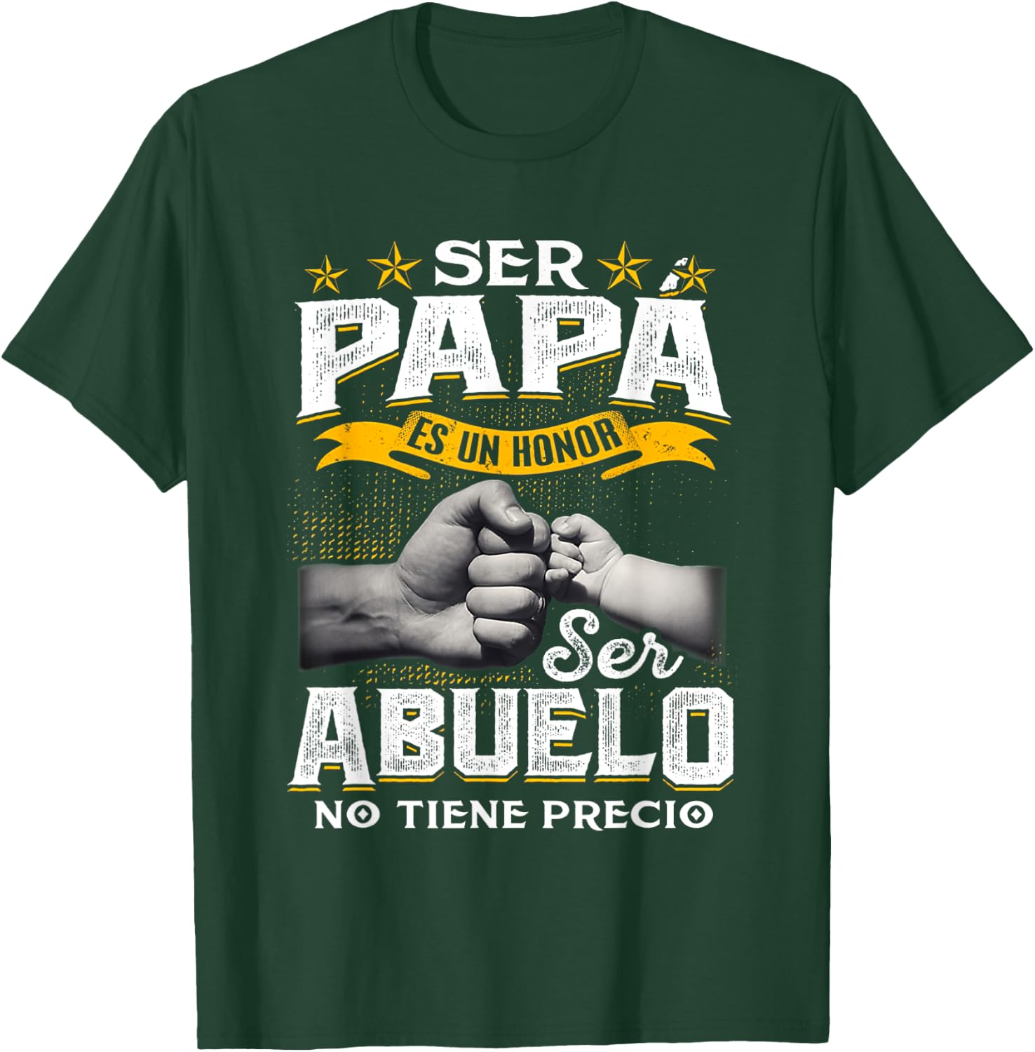 Ser Papa Es Un Honor Ser Abuelo No Tiene Precio Black Cotton 60% Polyester 40% Classic Fit Short Sleeve Collarless T-Shirt - T-Shirt | Forest