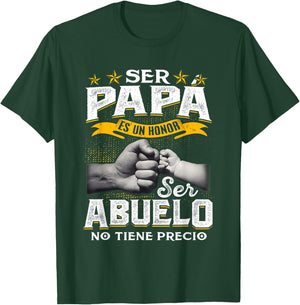 Ser Papa Es Un Honor Ser Abuelo No Tiene Precio Black Cotton 60% Polyester 40% Classic Fit Short Sleeve Collarless T-Shirt - T-Shirt | Forest