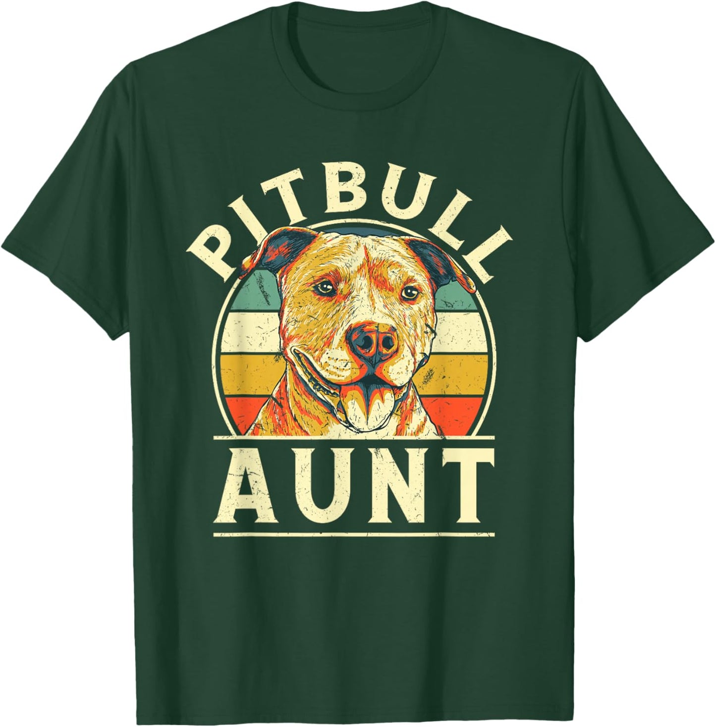 Pitbull Aunt Retro Auntie Vintage Aunty Dog Breed Dog Theme T-Shirt - T-Shirt | Forest