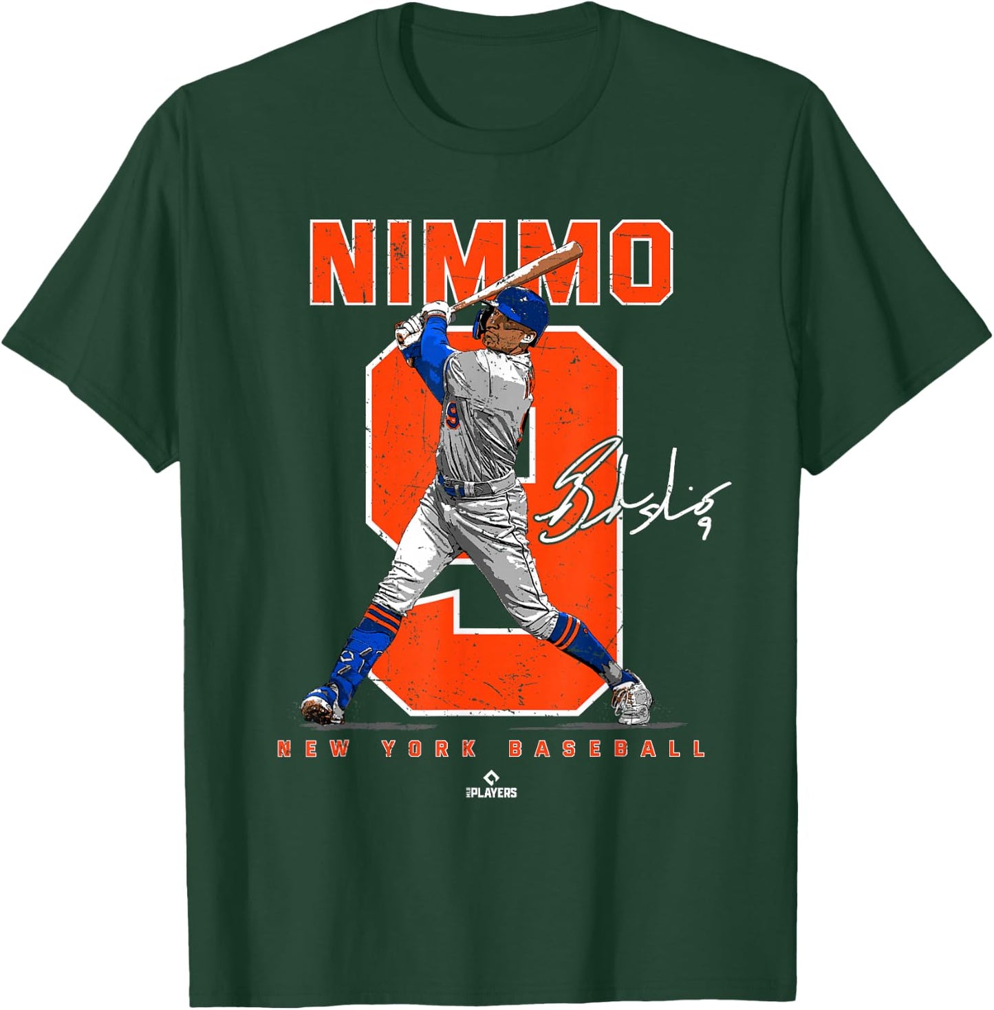 Number and Portrait Brandon Nimmo New York MLBPA T-Shirt - T-Shirt | Forest