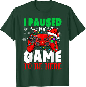 I Paused My Game To Be Here Christmas Holiday Gamer Kid Boys T-Shirt - T-Shirt | Forest