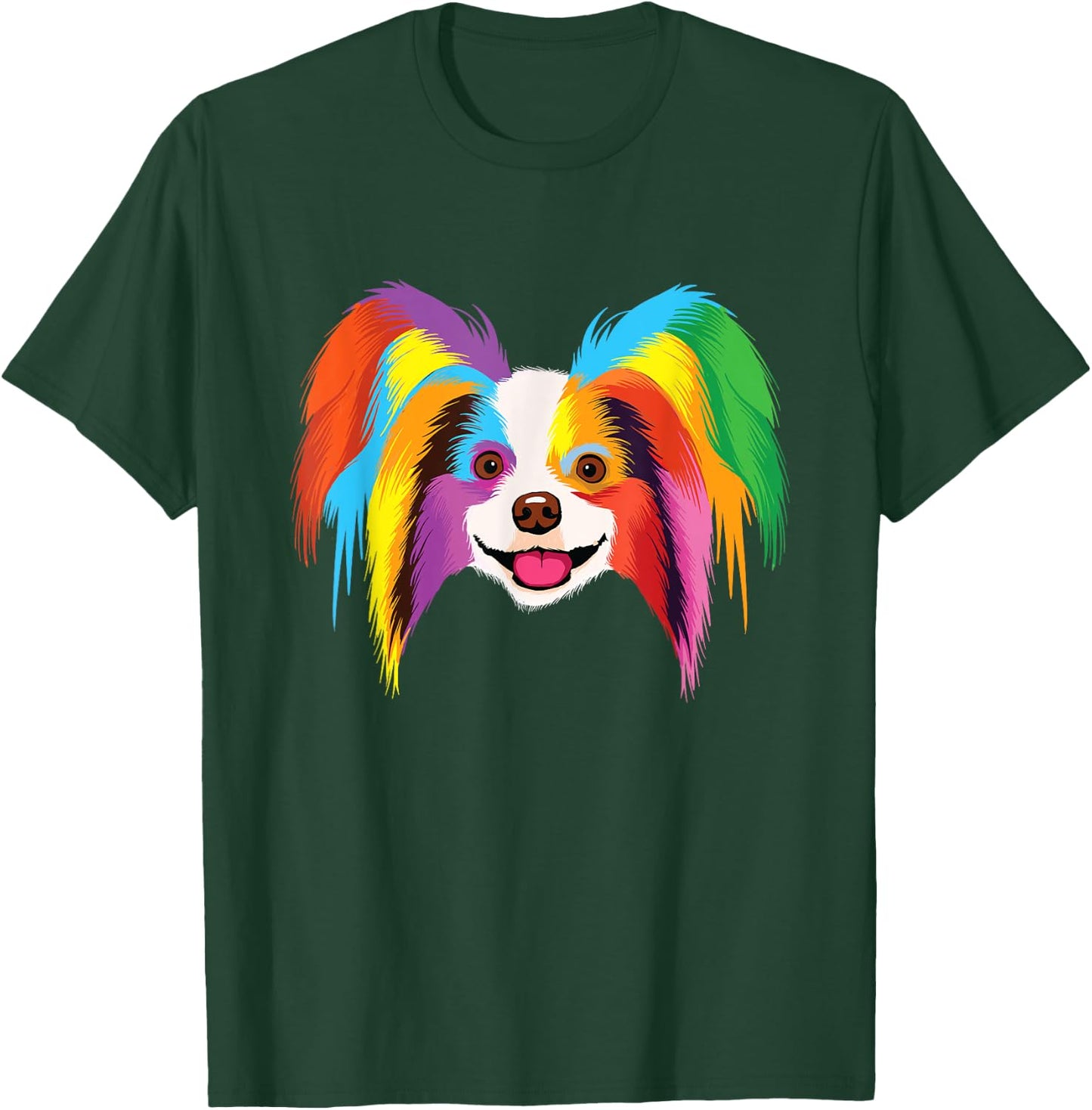 Colorful Papillon - Dog Canine Lover Pet Owner Veterinarian Women Kids T-Shirt - T-Shirt | Forest