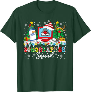 Sonographer Squad Ultrasound Machine Santa Hat Christmas T-Shirt - T-Shirt | Forest
