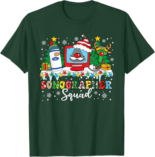 Sonographer Squad Ultrasound Machine Santa Hat Christmas T-Shirt - T-Shirt | Forest