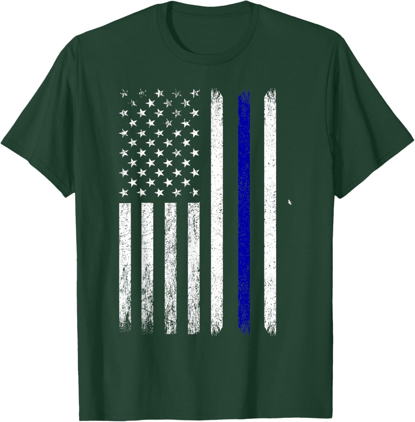 Police Thin Blue Line Flag USA American Patriotic T-Shirt - T-Shirt | Forest