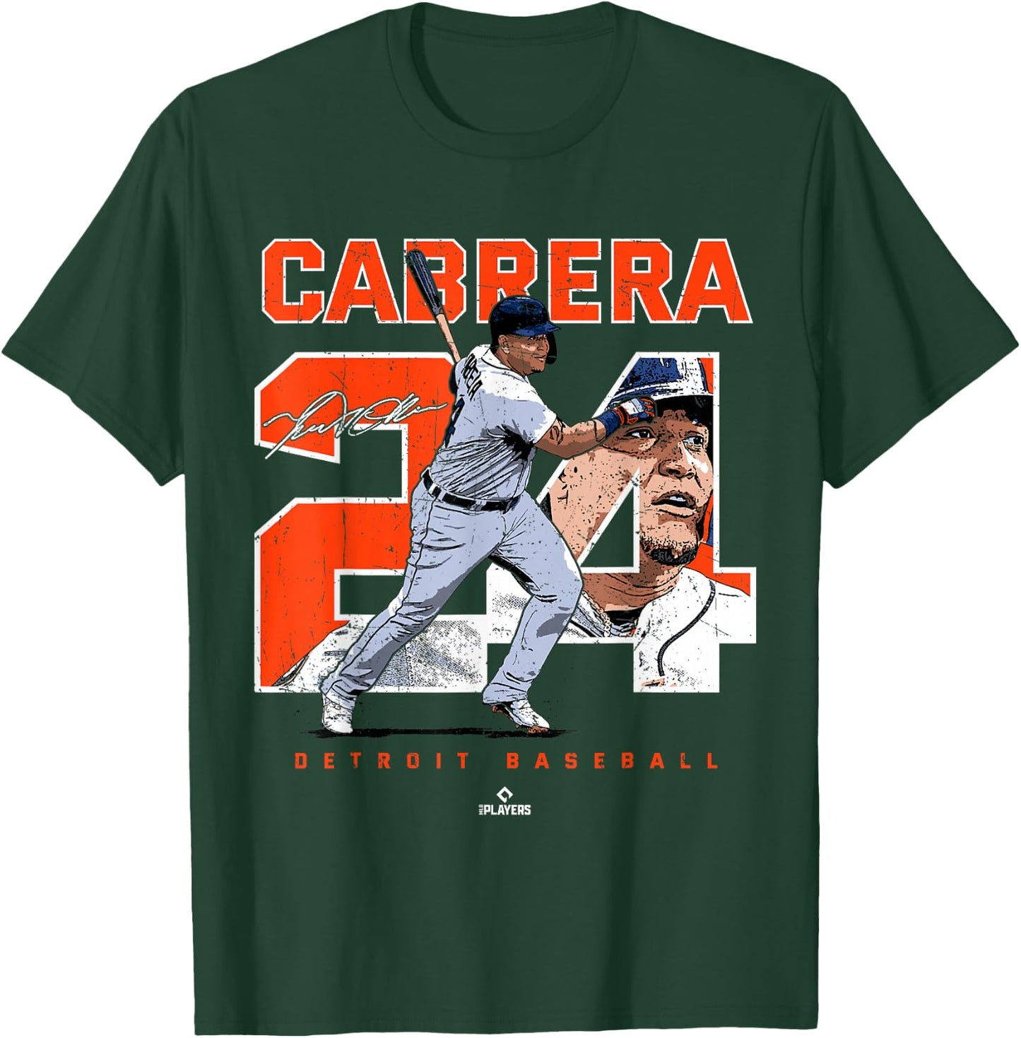 Number and Portrait Miguel Cabrera Detroit MLBPA T-Shirt - T-Shirt | Forest