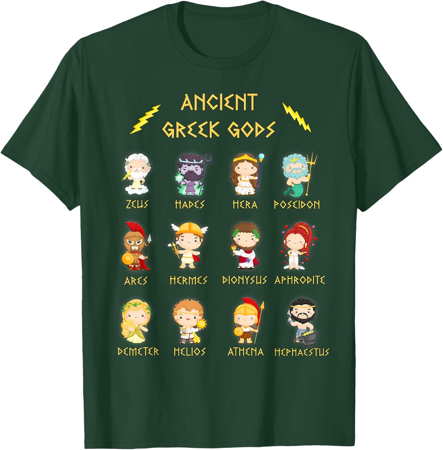 Greek Gods Cute Kawaii, Ancient Mythology Olympus T-Shirt - T-Shirt | Forest