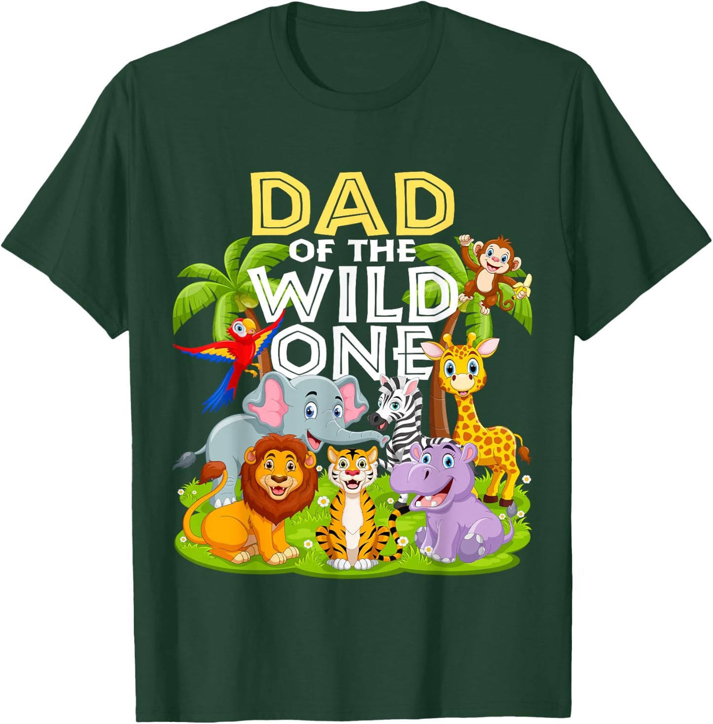 Dad Of The Wild One 1st Birthday Zoo Animal Safari Jungle T-Shirt - T-Shirt | Forest