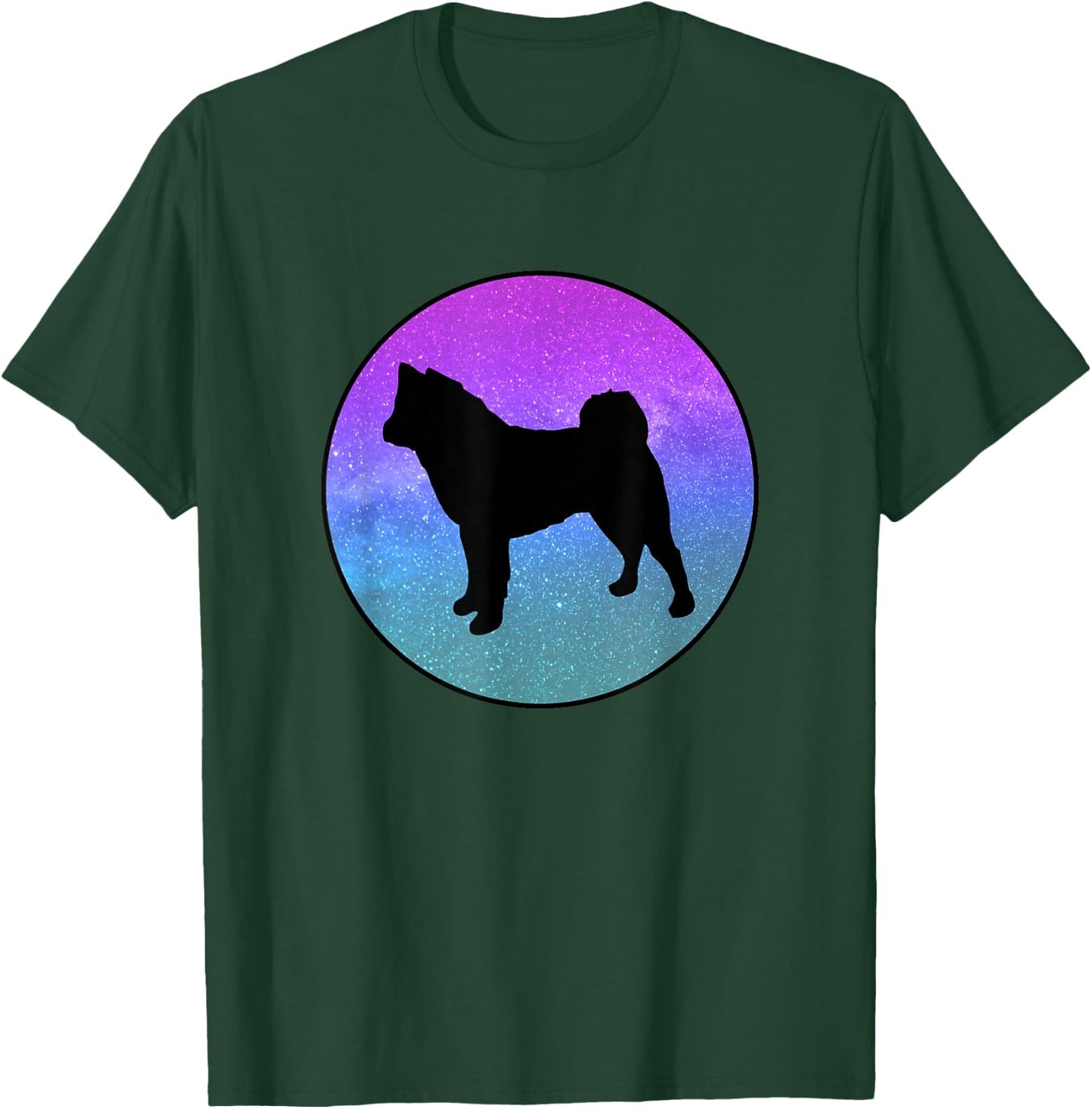 Dog Breed American Akita Dog Silhouette Space Galaxy T-Shirt - T-Shirt | Forest