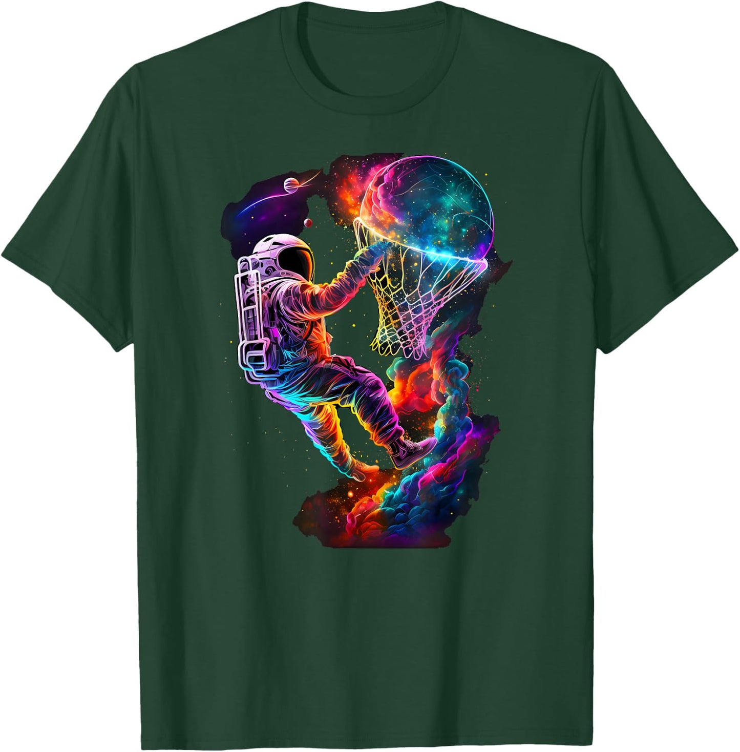 Astronaut Dunking a Basketball Player Outer Space Cosmic T-Shirt - T-Shirt | Forest