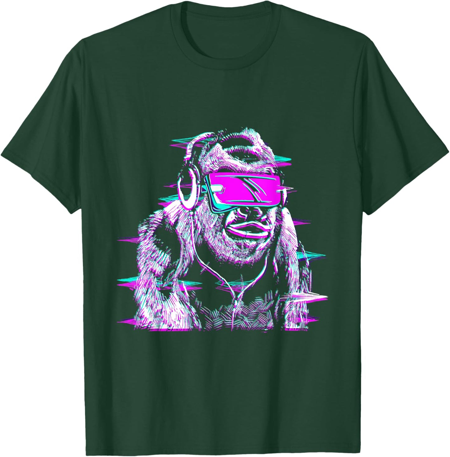 VR and VR Gamer with virtual reality and monkey T-Shirt - T-Shirt | Forest