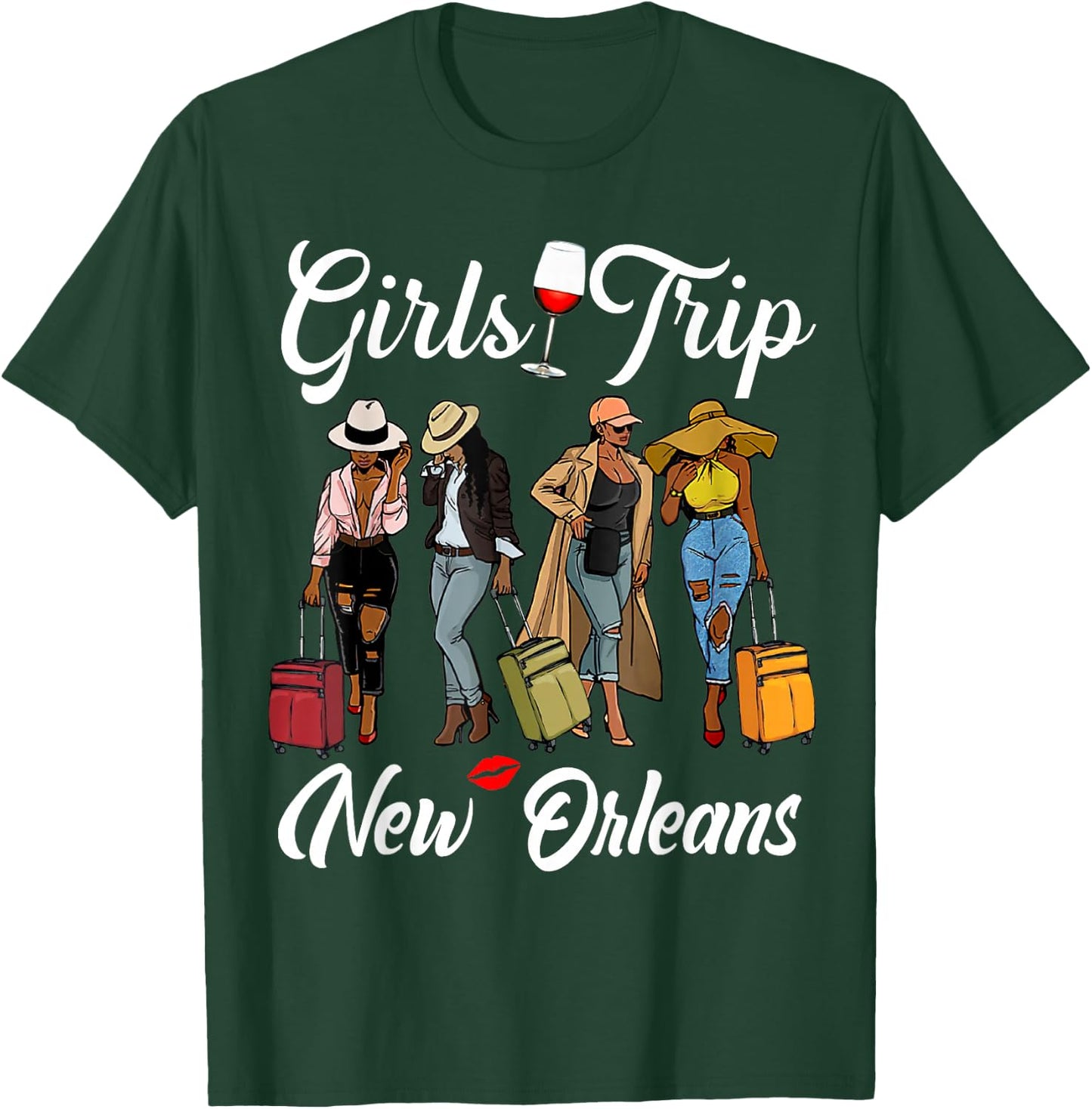 Girls Trip New Orleans Vacation Funny Black Women Queen T-Shirt - T-Shirt | Forest
