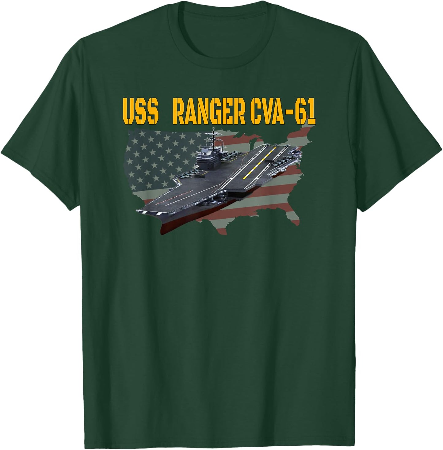 Aircraft Carrier USS Ranger CVA-61 Veterans Day Father's Day T-Shirt - T-Shirt | Forest